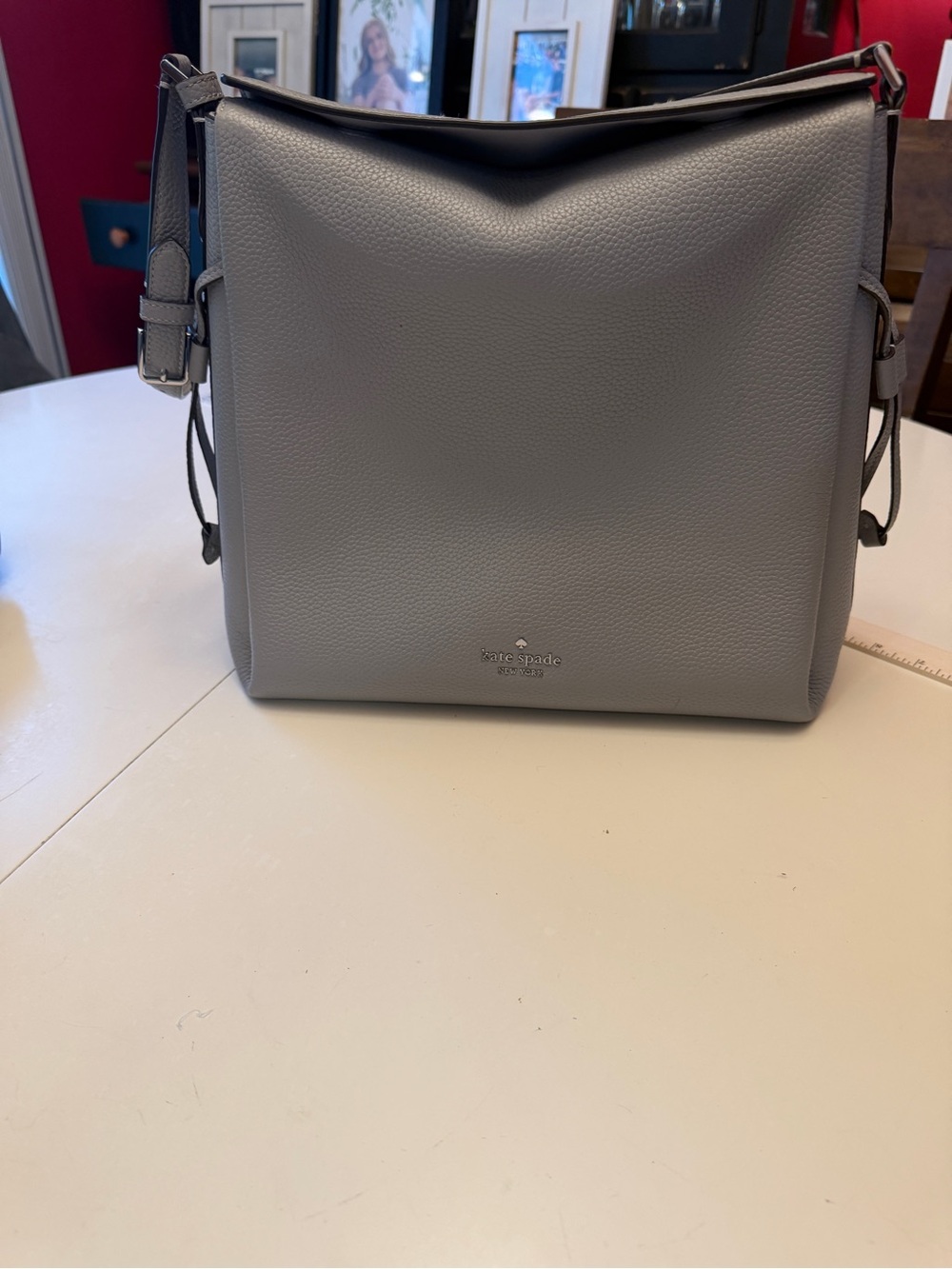 Kate Spade New York Gray Pebbled Leather Shoulder Bag Hobo